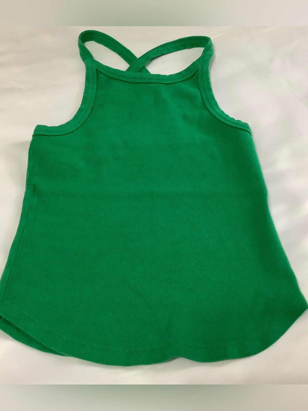 MOTHER You’ll thank me Green Ribbed Tank Top XS (0093)